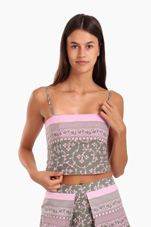 Short top in cotton with adjustable straps